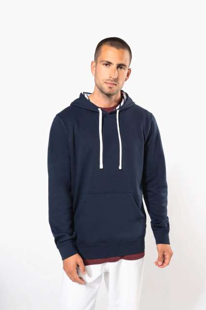 KARIBAN KA4013 UNISEX CONTRAST PATTERNED HOODED SWEATSHIRT