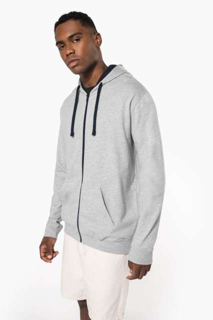 KARIBAN KA466 MEN'S CONTRAST HOODED FULL ZIP SWEATSHIRT