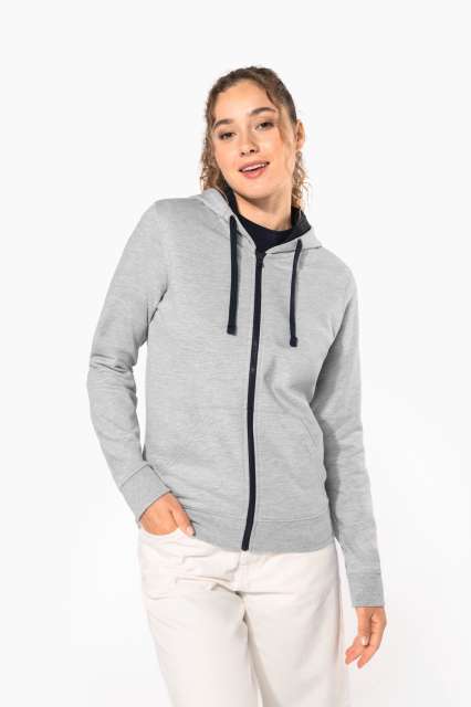 KARIBAN KA467 LADIES’ CONTRAST HOODED FULL ZIP SWEATSHIRT