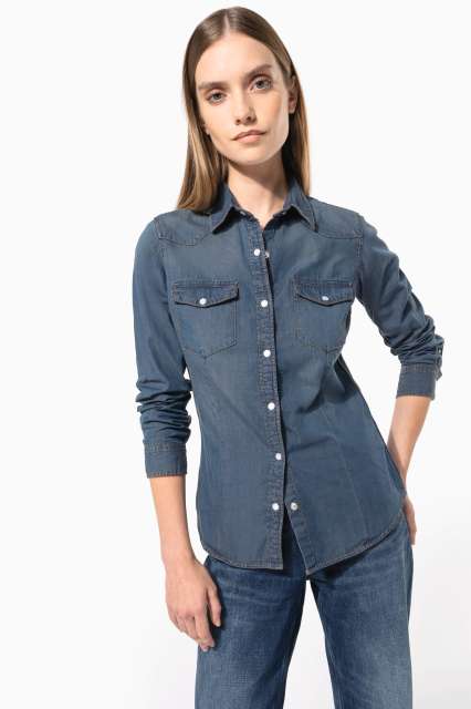KARIBAN KA518 LADIES' LONG-SLEEVED DENIM SHIRT