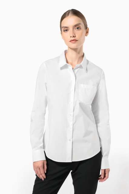 KARIBAN KA542 LADIES' LONG-SLEEVED COTTON POPLIN SHIRT