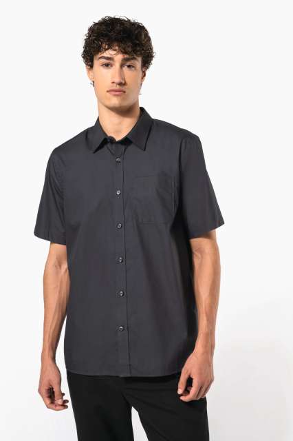 KARIBAN KA543 MEN'S SHORT-SLEEVED COTTON POPLIN SHIRT