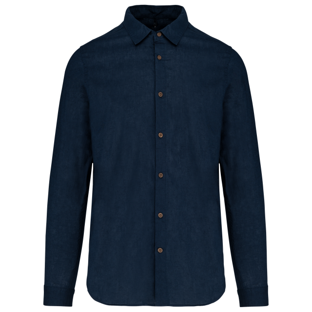 KARIBAN KA588 MEN'S LONG SLEEVE LINEN AND COTTON SHIRT