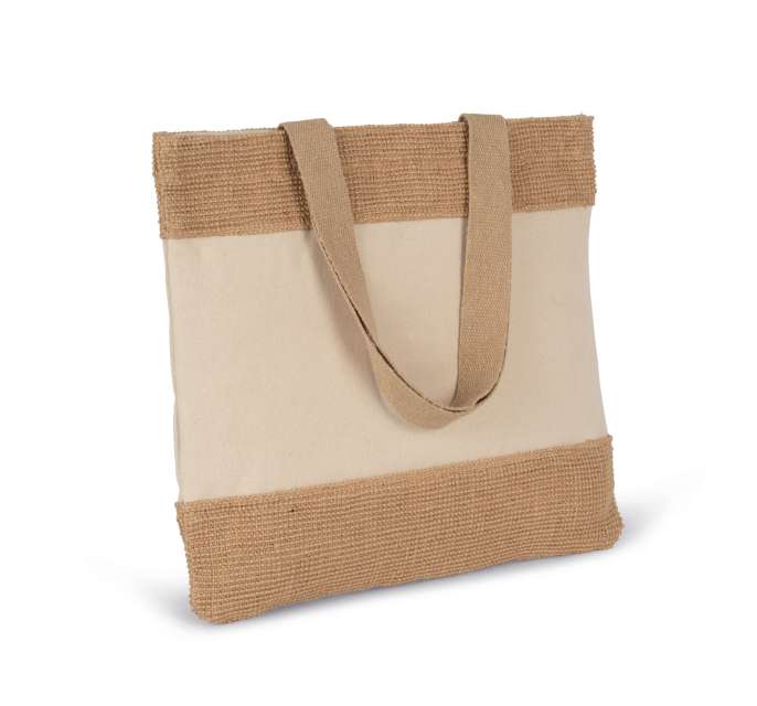 KI0294 SHOPPING BAG IN COTTON AND WOVEN JUTE THREADS
