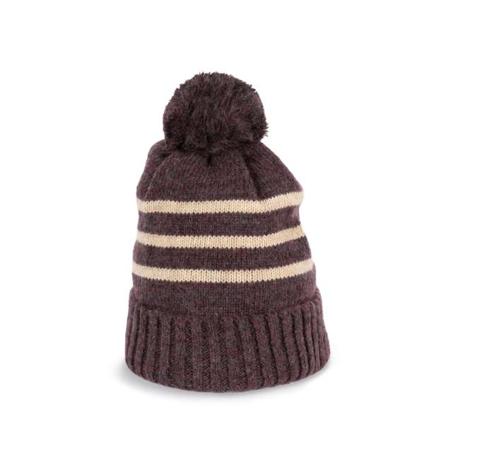 KP556 KNITTED STRIPED BEANIE IN RECYCLED YARN
