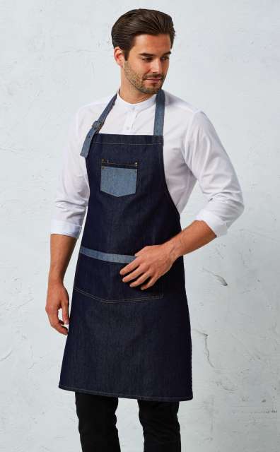 PREMIER PR127 'DOMAIN' CONTRAST DENIM BIB APRON