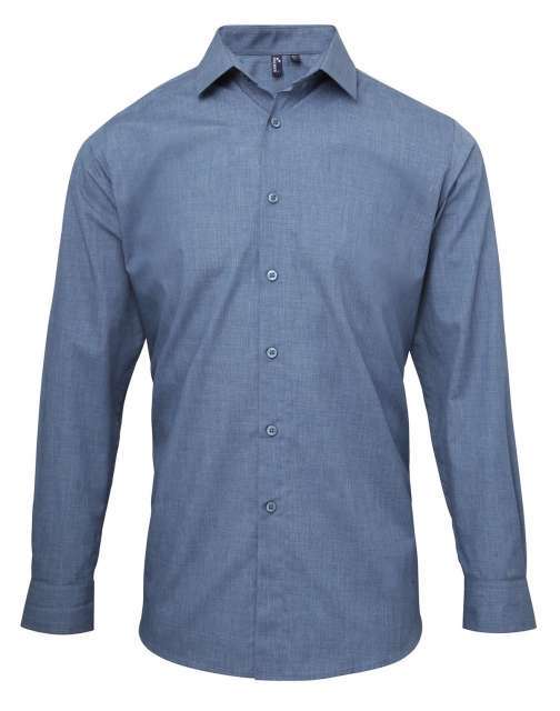 PREMIER PR217 MEN'S CROSS-DYE ROLL SLEEVE POPLIN BAR SHIRT