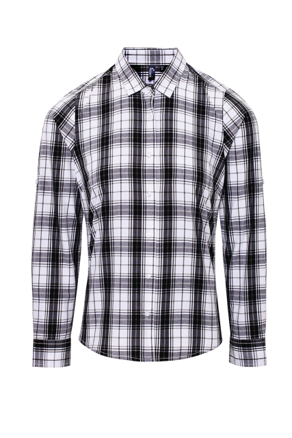 PREMIER PR354 'GINMILL' CHECK - WOMEN'S LONG SLEEVE COTTON SHIRT