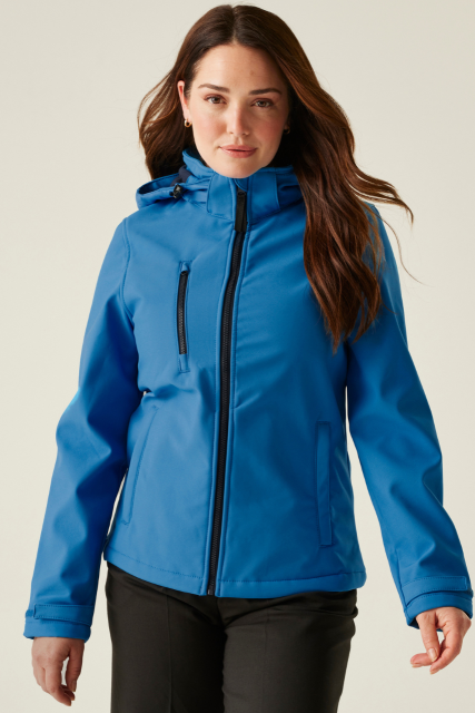 RETRA702 WOMEN'S VENTURER 3 LAYER HOODED PRINTABLE SOFTSHELL JACKET